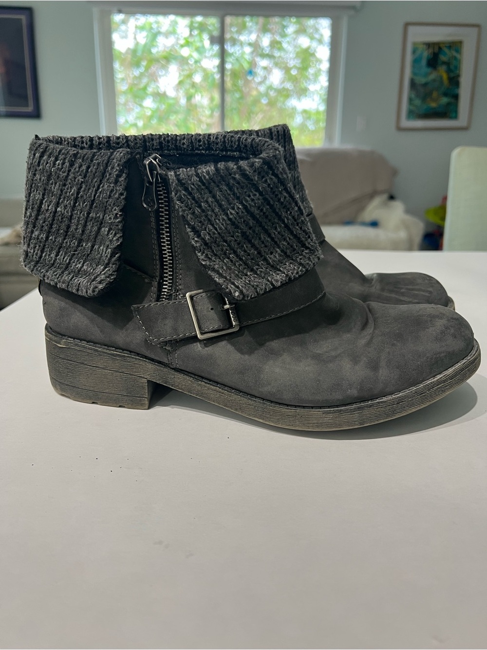 Rocket Dog Fold-Over Ankle Boots in Charcoal Gray